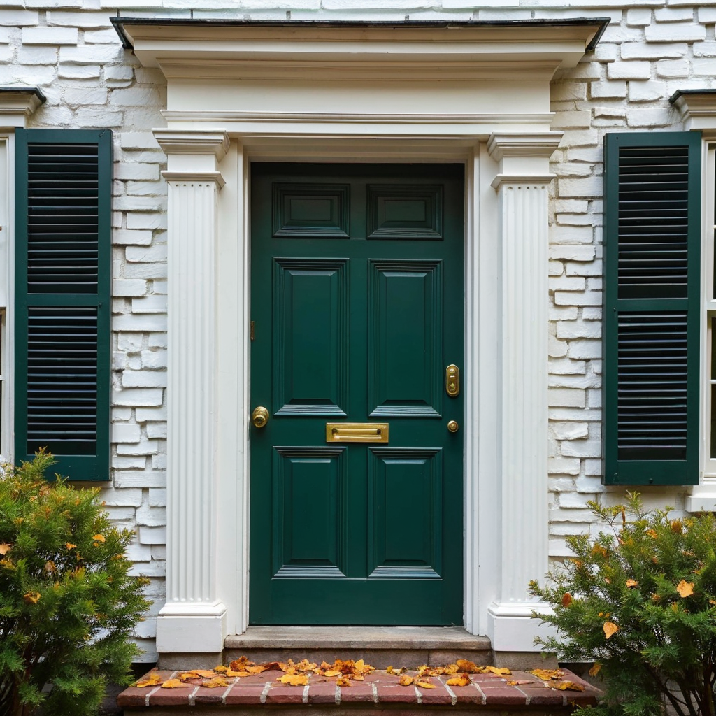 A beautiful green door on an old New England home