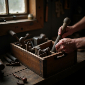 A carpenters tool box. Working in Amherst, Massachusetts.